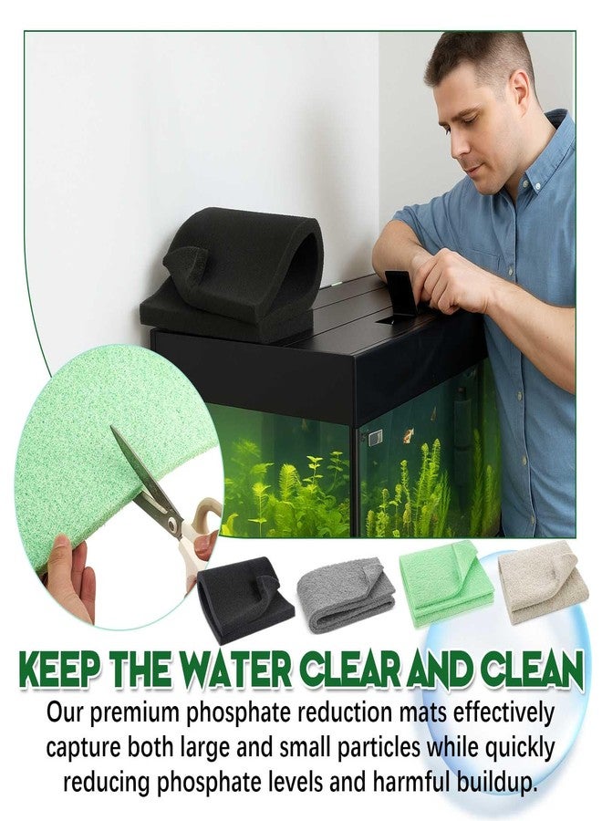 Treela 4 Pcs 18 x 10 Inch Aquarium Filter Pads Ammonia Phosphate Nitrite Remover Reducer Filter Pads Cut-to-fit for Aquariums & Ponds Fish Tank Accessories (Green,Gray,Khaki,Black) - Image 4
